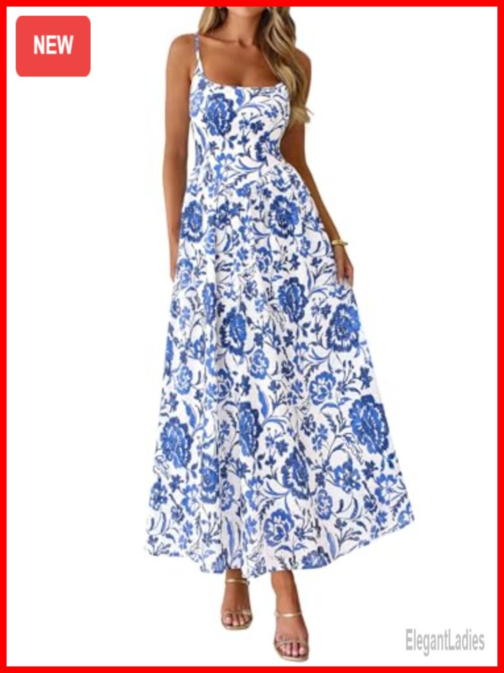 Women's Boho Maxi Dress Floral Eyelet Square Neck Sundress